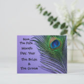 Pastell Lila Peacock Save the Date Postkarte (Stehend Vorderseite)