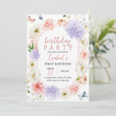 Pastell Lila Pink Butterfly Geburtstag Einladung (Stehend Vorderseite)