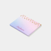 Pastell Lila Pink Glitzer Gold Stars Post-it Klebezettel (angewinkelt)