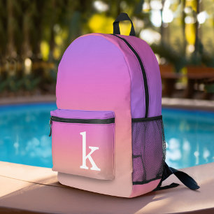 Pastell-Lila-Rosa-Korallen-Gradient - großes Monog Bedruckter Rucksack