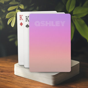 Pastell-Lila-Rosa-Korallen-Ombre - großes Monogram Spielkarten