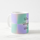 Pastell Lila und grüne Quadrate Kaffeetasse (Vorderseite Links)