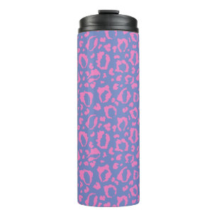 Pastell-Lila und Rosa Leoparden-Druck-Muster Thermosbecher