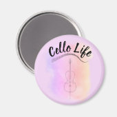 Pastell Lila Wasserfarben-Cello-Lebensinstrument Magnet (Vorderseite/Rückseite)