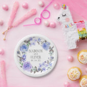 Pastell Lila Watercolor Floral | Hochzeit Pappteller (Party)