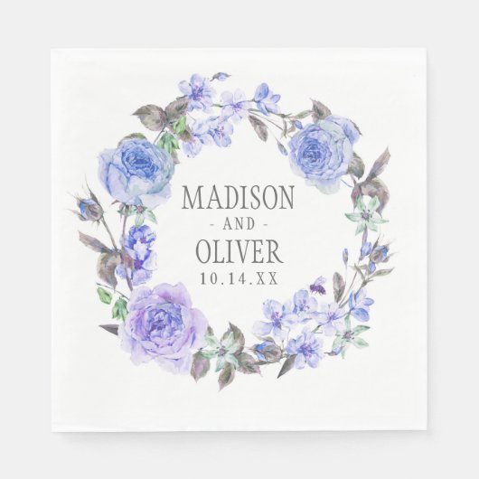 Pastell Lila Watercolor Floral | Hochzeit Serviette (Vorderseite)