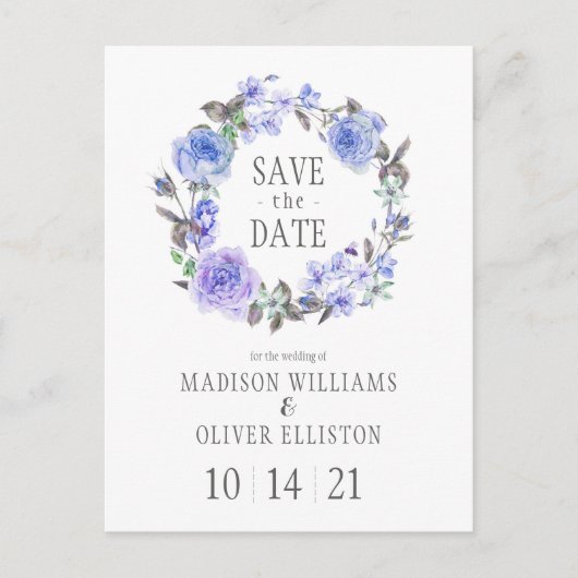 Pastell Lila Watercolor Floral | SAVE THE DATE Postkarte (Vorderseite)