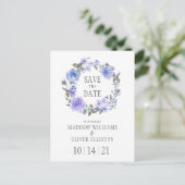 Pastell Lila Watercolor Floral | SAVE THE DATE Postkarte (Stehend Vorderseite)
