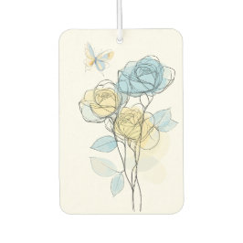 Pastell-Linienkunst-Rosen Autolufterfrischer