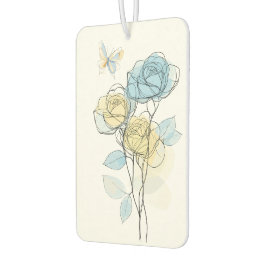 Pastell-Linienkunst-Rosen Autolufterfrischer