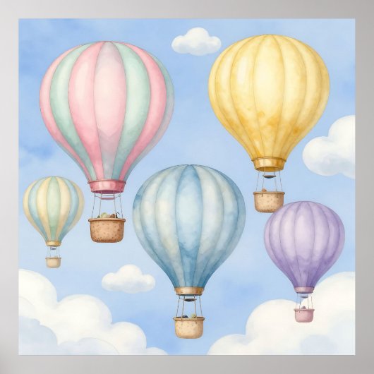 Pastell-Luftballons Himmel Poster (Vorne)
