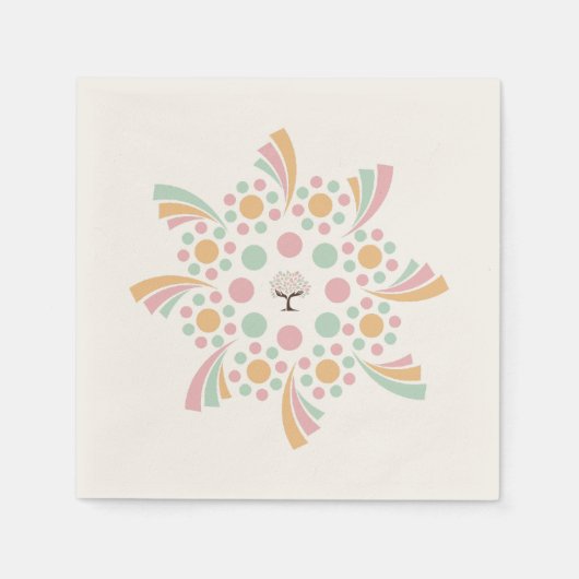 Pastell-Mandala Baum des Lebens Serviette (Vorderseite)