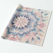 Pastell-Mandala-Blumen-Geschenkpapier – Boho-Botan Geschenkpapier (Ungerollt)