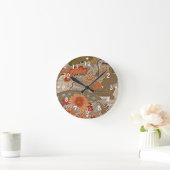 Pastell-Mandarine Blumenmuster Runde Wanduhr (Zuhause)