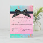 Pastell Marmor Bachelorette grün pink neuer Spaß Einladung (Stehend Vorderseite)