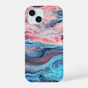 Pastell-Marmor-Fluid-Art-Telefonhülle Rosa und B iPhone 15 Hülle