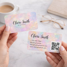 Pastell-Marmor-Schriftzug und goldene Akzente QR-C