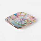 Pastell-Marshmallow-Regenbogen-Cupcake-Geburtstag Pappteller (Gewinkelt)