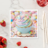 Pastell-Marshmallow-Regenbogen-Cupcake-Geburtstag Serviette (Beispiel)