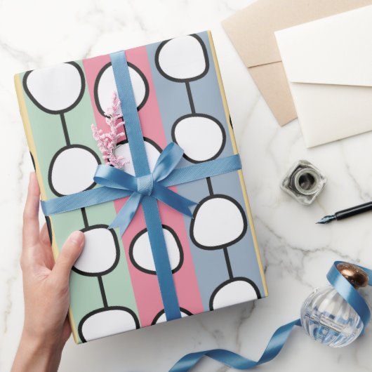 Pastell MCM farbenfrohe Linien Geschenkpapier (Schenken)