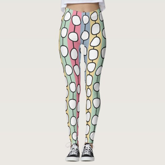 Pastell MCM farbenfrohe Linien Leggings (Vorderseite)
