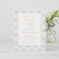 Pastell Meer Sie bald Baby Ozean Stempel Baby Show