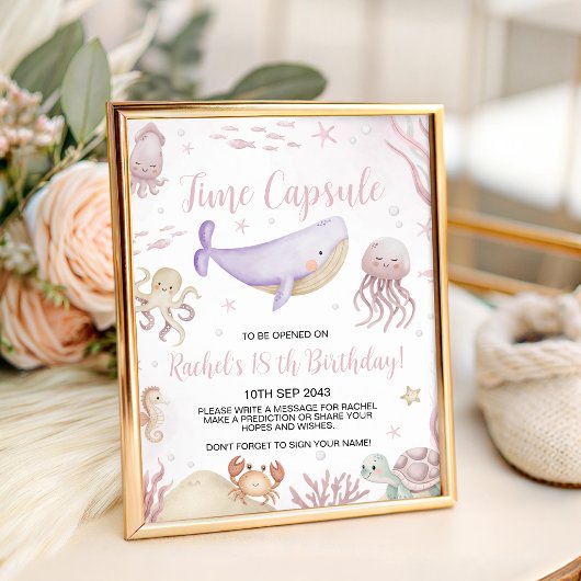 Pastell-Meeres-Tiere-Zeitkapsel-Schild Sockelschild