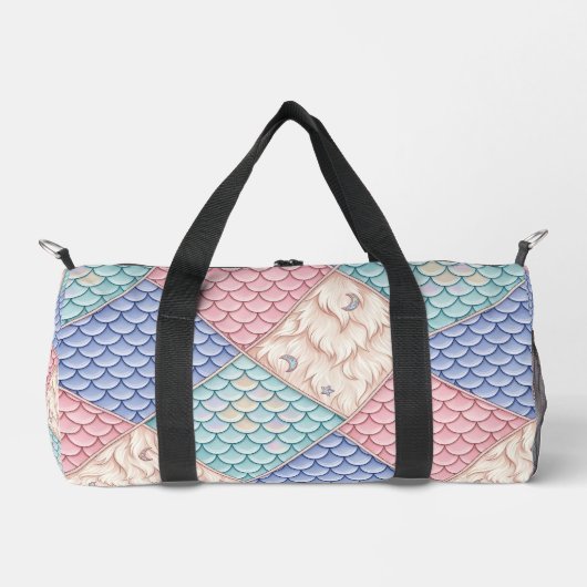 Pastell-Meerjungfrau-Fairytale-Patchwork-Duffel-Ta Duffle Bag (Vorderseite)