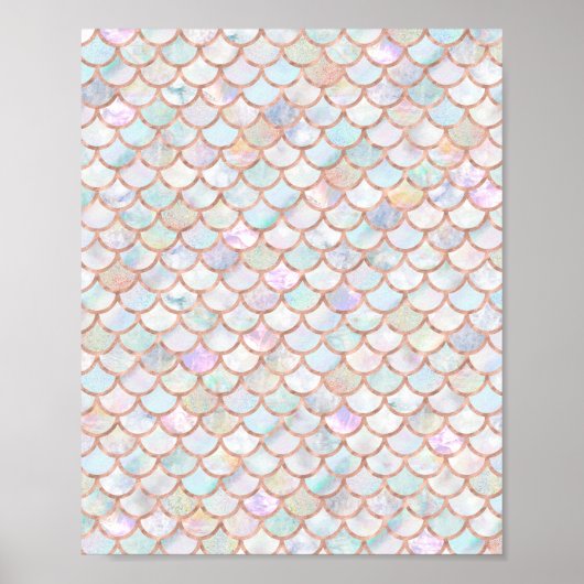 Pastell Mermaid Scales Muster Rose Gold Poster (Vorne)