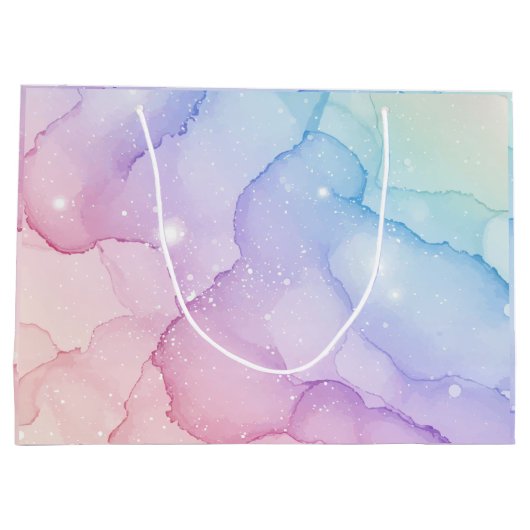 Pastell Mermaid Stardust Wasserfarbe Abstrakt Große Geschenktüte (Rückseite)