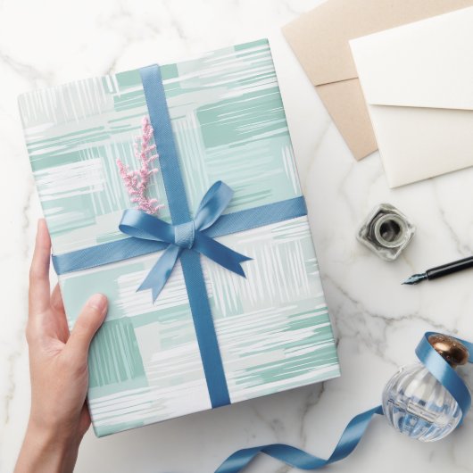 Pastell-Mint-Aqua-Soft-Drift-Weiß abstraktes Muste Geschenkpapier (Schenken)