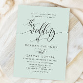 Pastell-Mint Einfache Moderne Schrift Hochzeit Einladung