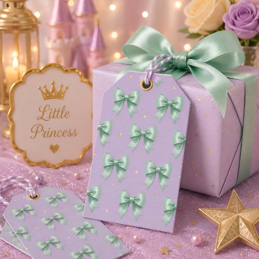 Pastell-Mint-Schleife Geschenkanhänger