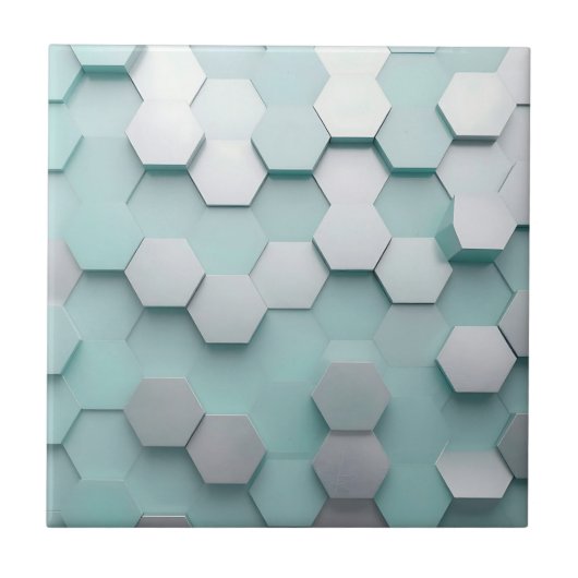Pastell-Mint-Sechseck-3D-Mosaik Fliese (Vorderseite)