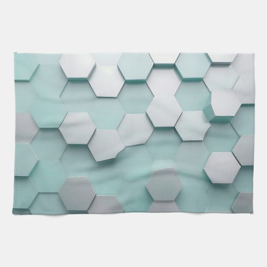 Pastell-Mint-Sechseck 3D-Mosaik Geschirrtuch (Horizontal)