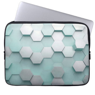 Pastell-Mint-Sechseck-3D-Mosaik Laptopschutzhülle