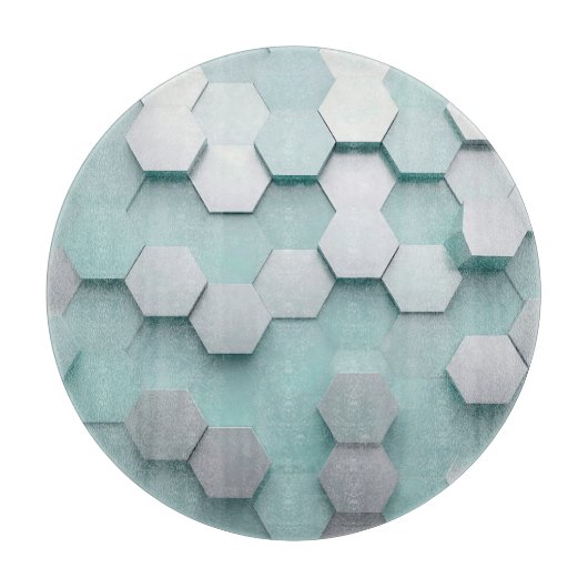 Pastell-Mint-Sechseck 3D-Mosaik Schneidebrett (Vorderseite)