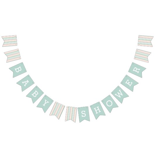 Pastell Mint Stripe Babydusche Wimpelkette (Alle)
