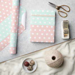 Pastell-Mint- und Rosé-Polka-Dot-Geschenkpapier  Geschenkpapier