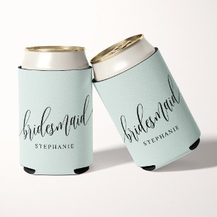 Pastell-Mintgrün Brautjungfer Moderne Schrift Dosenkühler