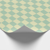 Pastell-Mintgrün und Hellgelb Karo Geschenkpapier (Ecke)