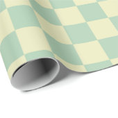 Pastell-Mintgrün und Hellgelb Karo Geschenkpapier (Rolleneckpunkt)