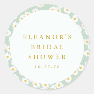 Pastell-Minz-Salbei-Daisy-Blumen-Brautparty-Einlad Runder Aufkleber