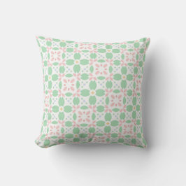Pastell-Minz- und Pfirsich-Blumenmuster Kissen