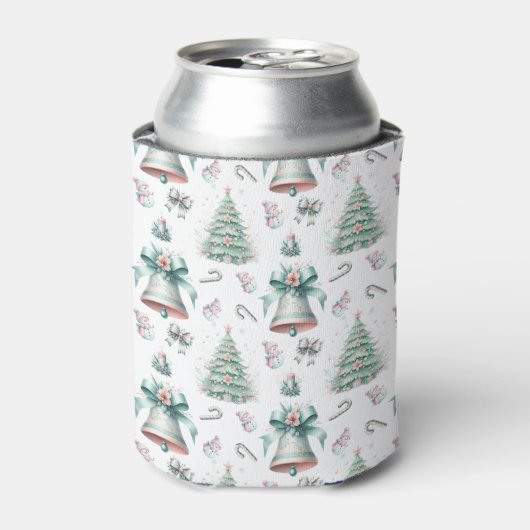 Pastell Minze und Rosa Weihnachten Nahtlose Muster Dosenkühler (Kanne Vorderseite)