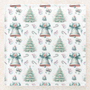 Pastell Minze und Rosa Weihnachten Nahtlose Muster Glasuntersetzer