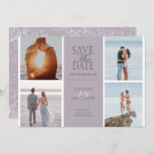 Pastell Modern Vier Foto Save the Date Karte (Vorne/Hinten)