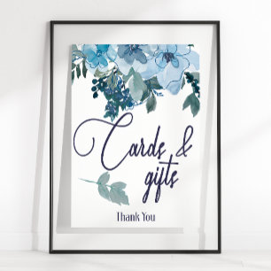Pastell Moderne Blaue Rosen Florale Karte & Gesche Poster