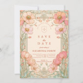 Pastell-Mohn-Garten-Hochzeit Save The Date (Vorderseite)