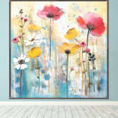 Pastell-Mohn-Impasto-Ölgemälde Leinwanddruck (Insitu (Holzboden))